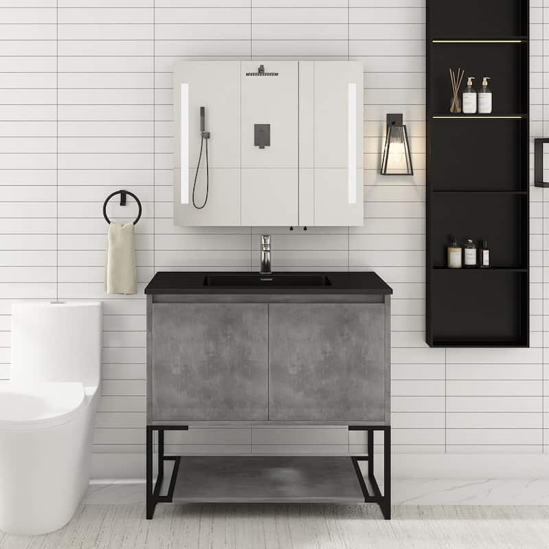 36-inch Freestanding Bath Vanity with Cultured Mable Top