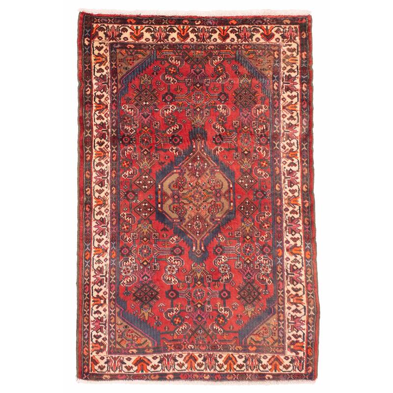 ECARPETGALLERY Hand-knotted Andelz Red Wool Rug - 3'4 x 5'0