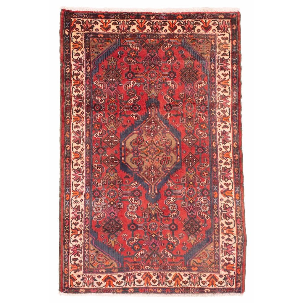 ECARPETGALLERY Hand-knotted Andelz Red Wool Rug - 3'4 x 5'0