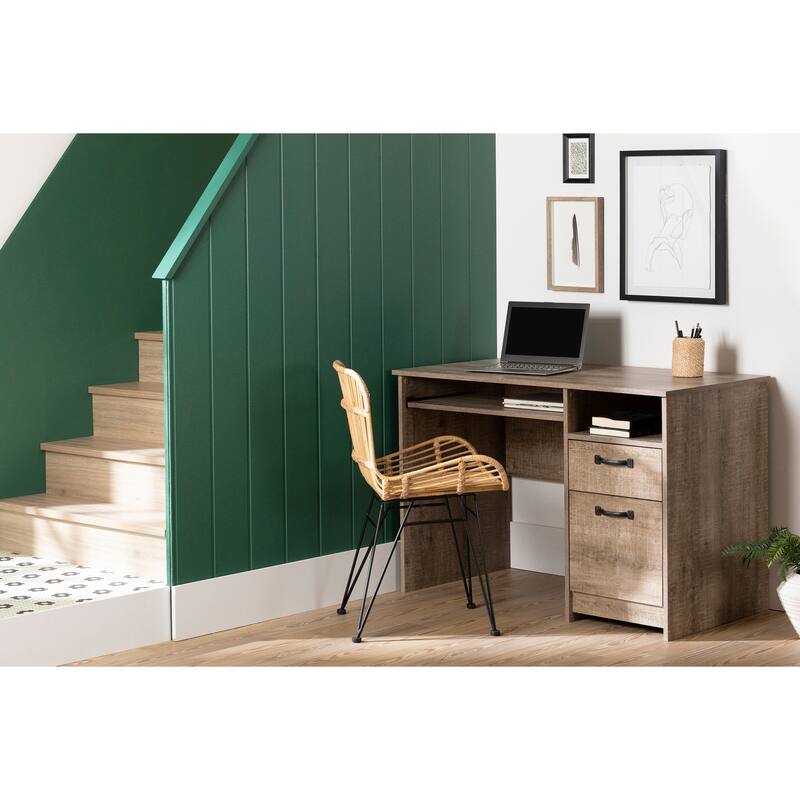Home Office Desk with Keyboard Tray & Storage - Compact Computer Writing Desk for Small Spaces
