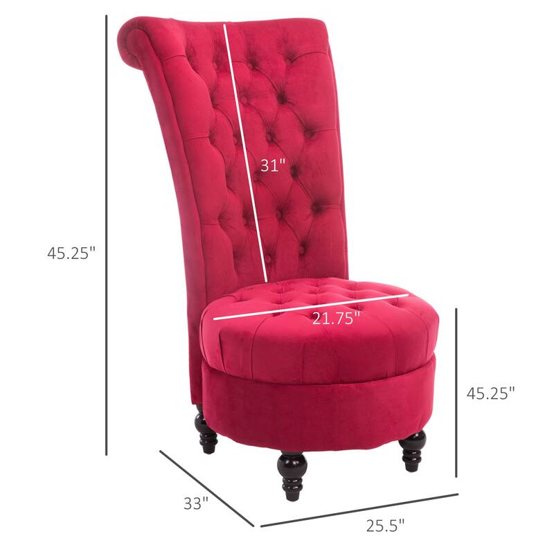 Upholstered High Back Accent Chair Armless Chair - Red