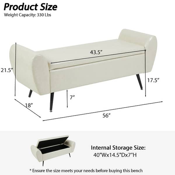 dimension image slide 0 of 20, Upholstered 55"W Flip Top Storage Bench Bedroom Bench Modern End of Bed Bench for Entryway Hallway Window with Gold Legs