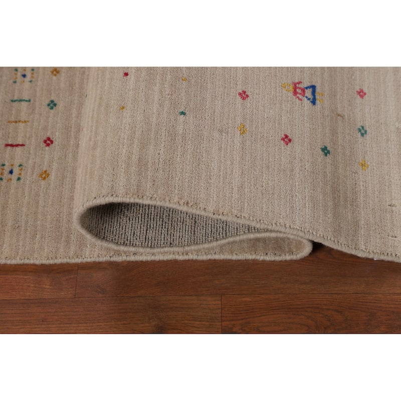 Tribal Gabbeh Indian Area Rug Hand-Knotted Modern Wool Carpet - 5'3"x 7'9"