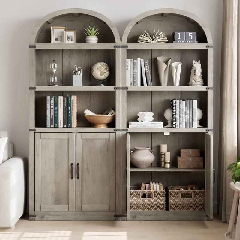 71.7" Tall Arched Bookshelf, 5-Tier Arched Display Cabinet with Storage Shelves