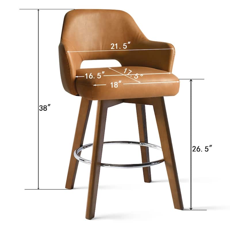Faux Leather Swivel Contemporary Upholstered Counter Height Stools 1PK