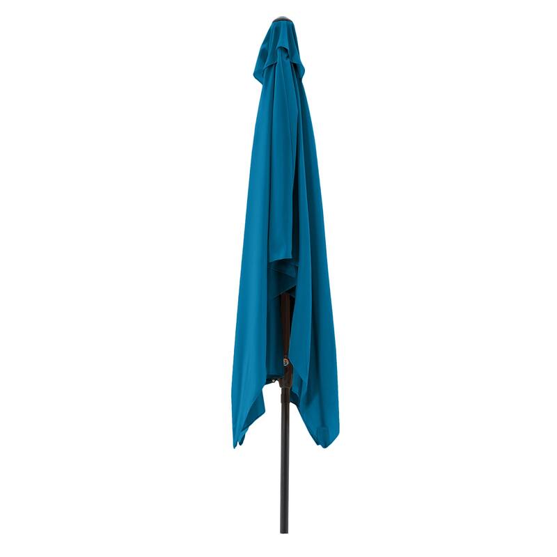 Rectangular Patio Umbrella - 10 Ft Easy Crank Sun Shade with Push Button Tilt by Pure Garden (Turquoise)