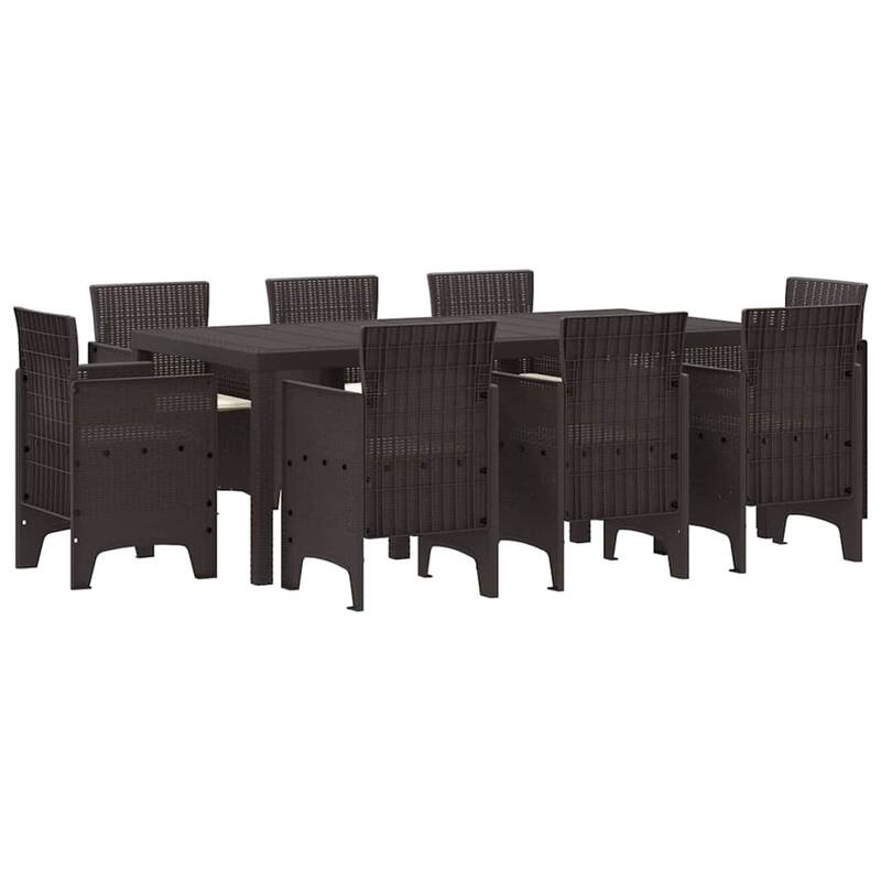 vidaXL Garden Dining Set 7/9 pcs Anthracite/Brown Polt rattan - 200 x 100 x 73 cm