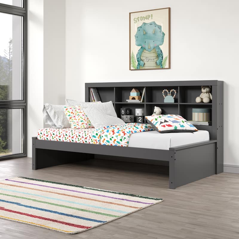 Twin Bookcase Daybed in Dark Grey with optional Trundle or Drawers - Standalone