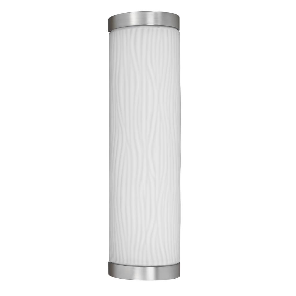 Fusion 2-light Satin Nickel Outdoor Wall Sconce, White Glass Diffuser