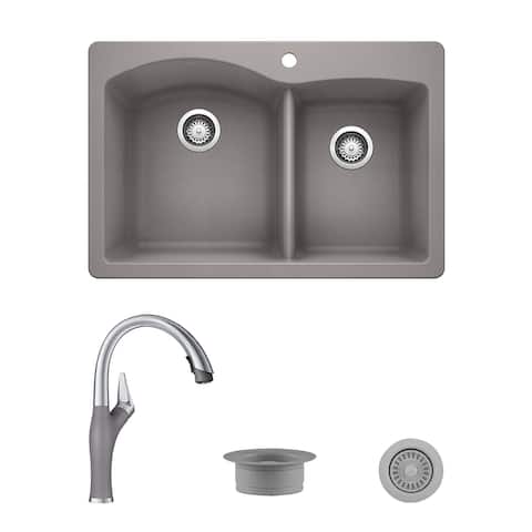 Blanco Diamond/Artona Dual Mount Sink and Faucet Set, Strainer and Flange
