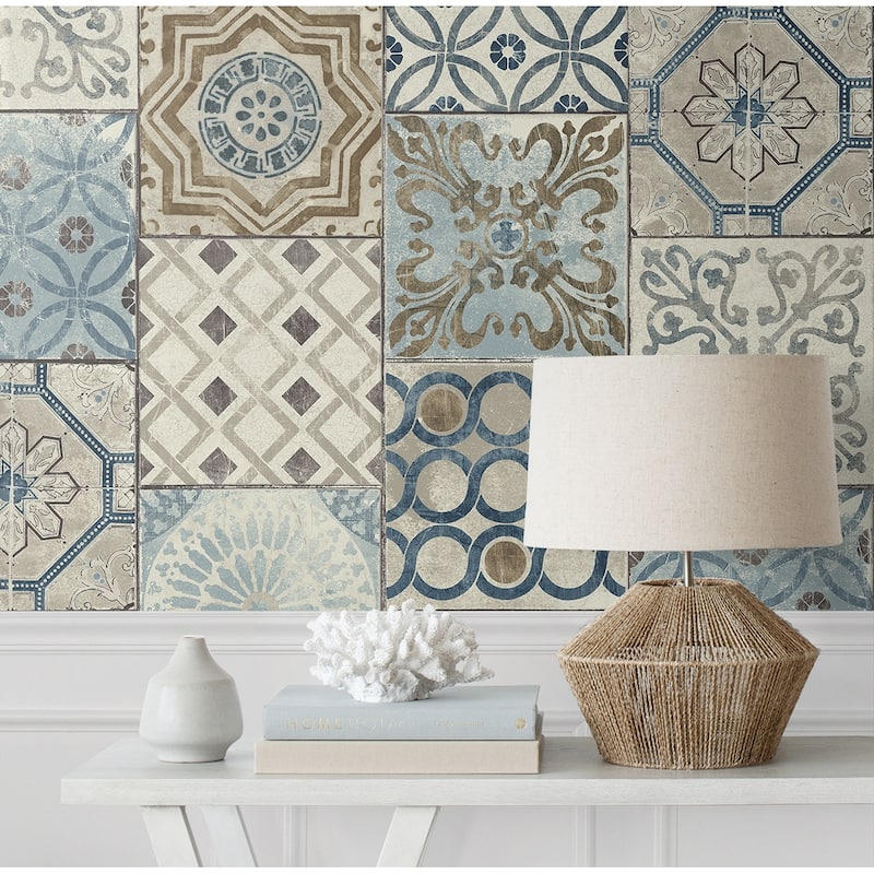 NextWall Moroccan Tile Peel and Stick Removable Wallpaper