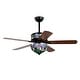 preview thumbnail 6 of 15, Warehouse of Tiffany Zaina 5-Blade Lighted Ceiling Fan 2-Tier Tiffany Style Glass