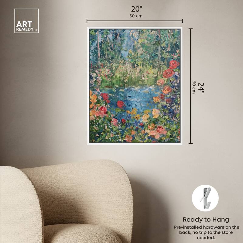 Art Remedy Serene Escape Framed Impressionism 1 Piece Canvas Wall Art /Monet And Van Gogh Inspired Art