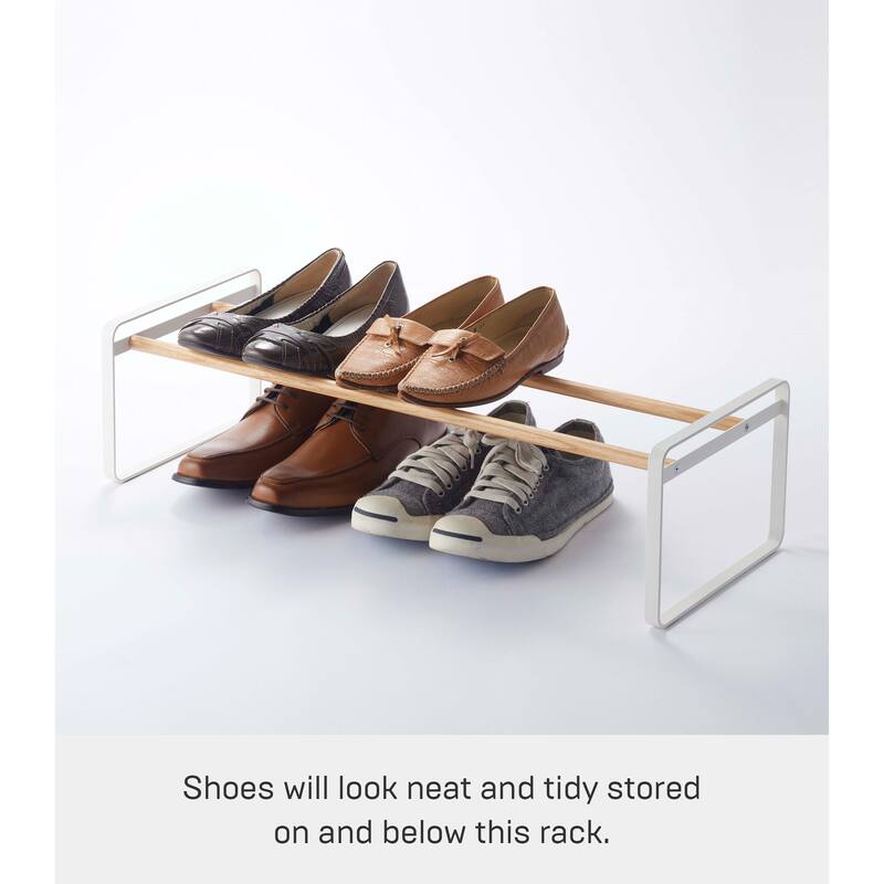 Yamazaki Home Stackable Shoe Rack, Steel, Holds up to 4 pairs of shoes per shelf, Holds 6.6 lbs