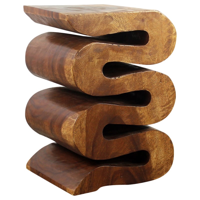 Haussmann® Wood Wave Verve Accent Snake Table 12x14x20 in H Walnut Oil - 12 x 14 x 20