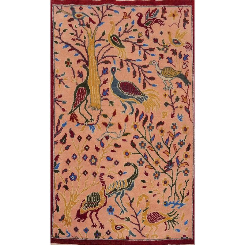 Hand Knotted Oriental 100% Wool Carpet Traditional Floral Pink Ziegler Area Rug - 6' 0'' X 3' 11''