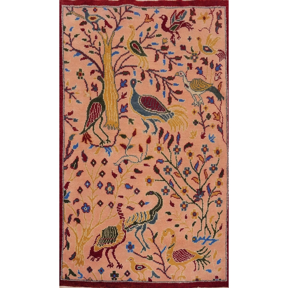 Hand Knotted Oriental 100% Wool Carpet Traditional Floral Pink Ziegler Area Rug - 6' 0'' X 3' 11''