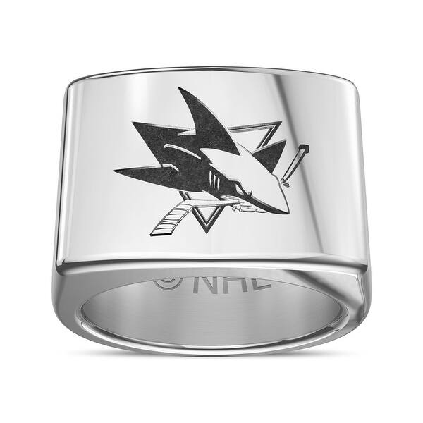 Shop San Jose Sharks Logo Engraved Ring In Sterling Silver On Sale Overstock 29916091