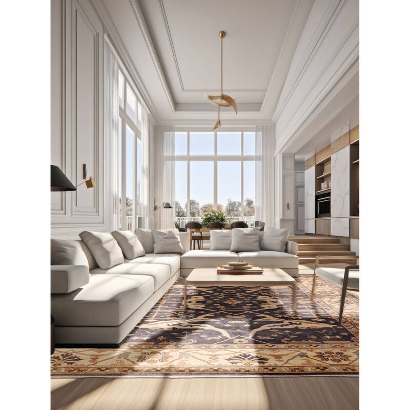 ECARPETGALLERY Hand-knotted Royal Oushak Dark Grey Wool Rug - 9'3 x 11'8