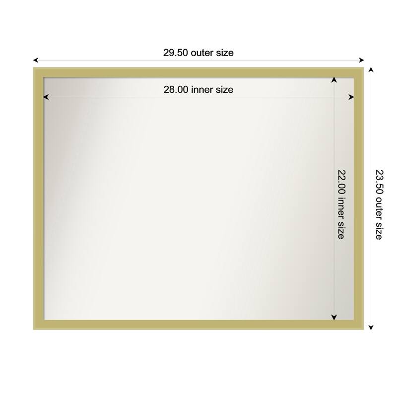 Incline Non-Beveled Wood Framed Wall Mirror - 30 x 24 in - Incline Light Gold