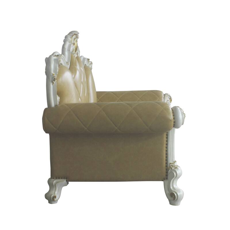 Deveraux Butterscotch and Antique Pearl Diamond Tufting Loveseat