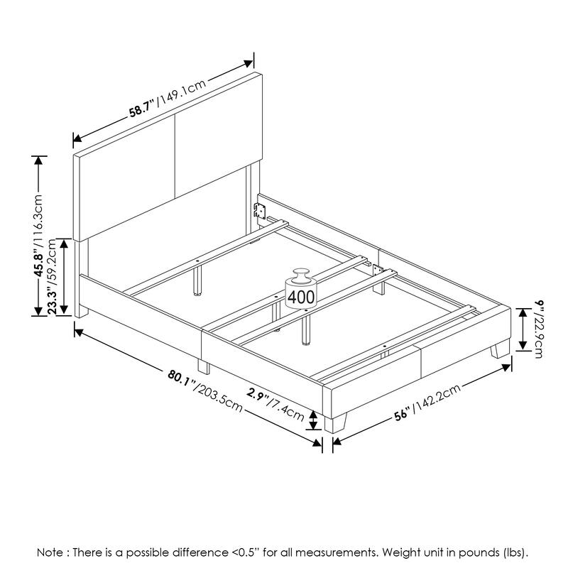 Furinno Pessac Upholstered Bed Frame