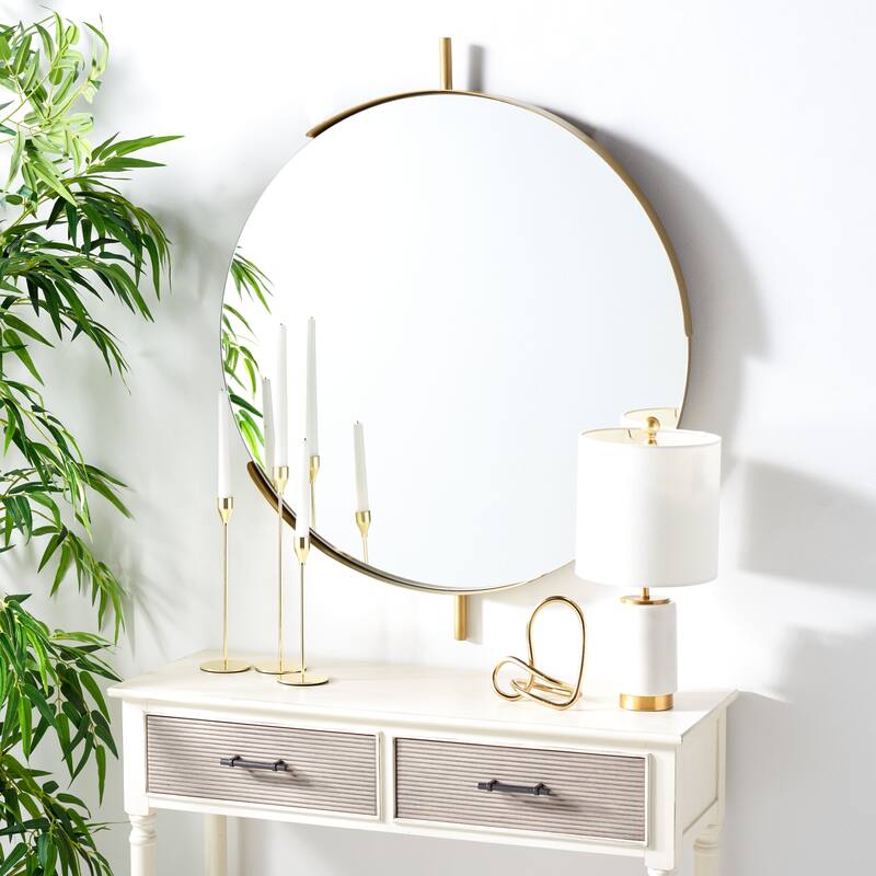 SAFAVIEH Ivonne 36-inch Specialty Brushed Brass Mirror - 30" W x 2.8" D x 36" H - 30Wx3Dx36H