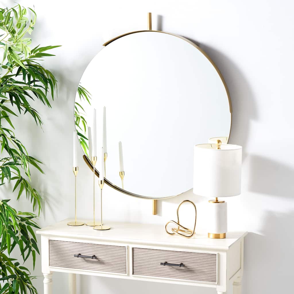 SAFAVIEH Ivonne 36-inch Specialty Brushed Brass Mirror - 30" W x 2.8" D x 36" H - 30Wx3Dx36H