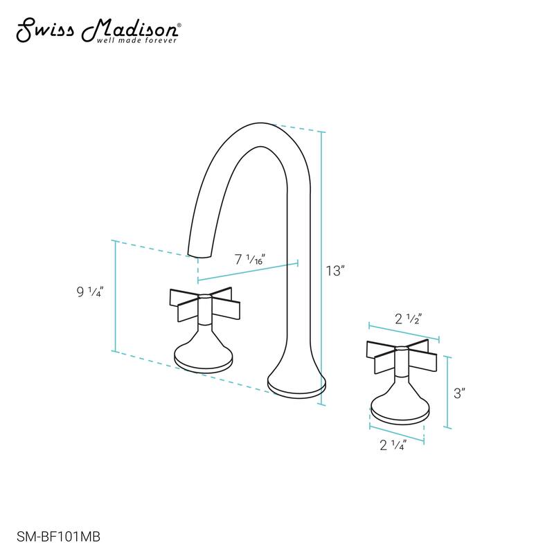 Daxton 8 in. Widespread, Cross Handle, Bathroom Faucet