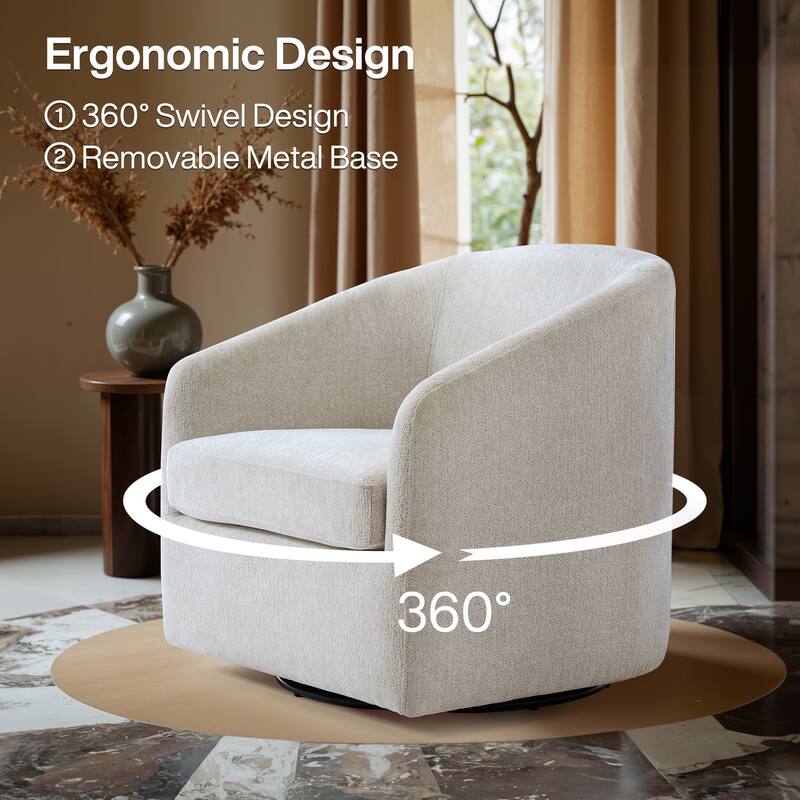 360° Swivel Accent Chairs with Removable Seat Cushion for Living Room, Reading Room