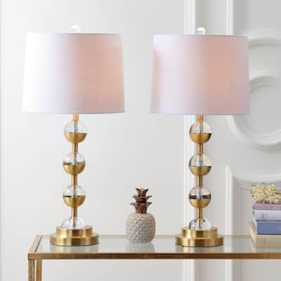 Dean 27.5" Crystal LED Table Lamp, Clear/Brass Gold (Set of 2) by JONATHAN Y
