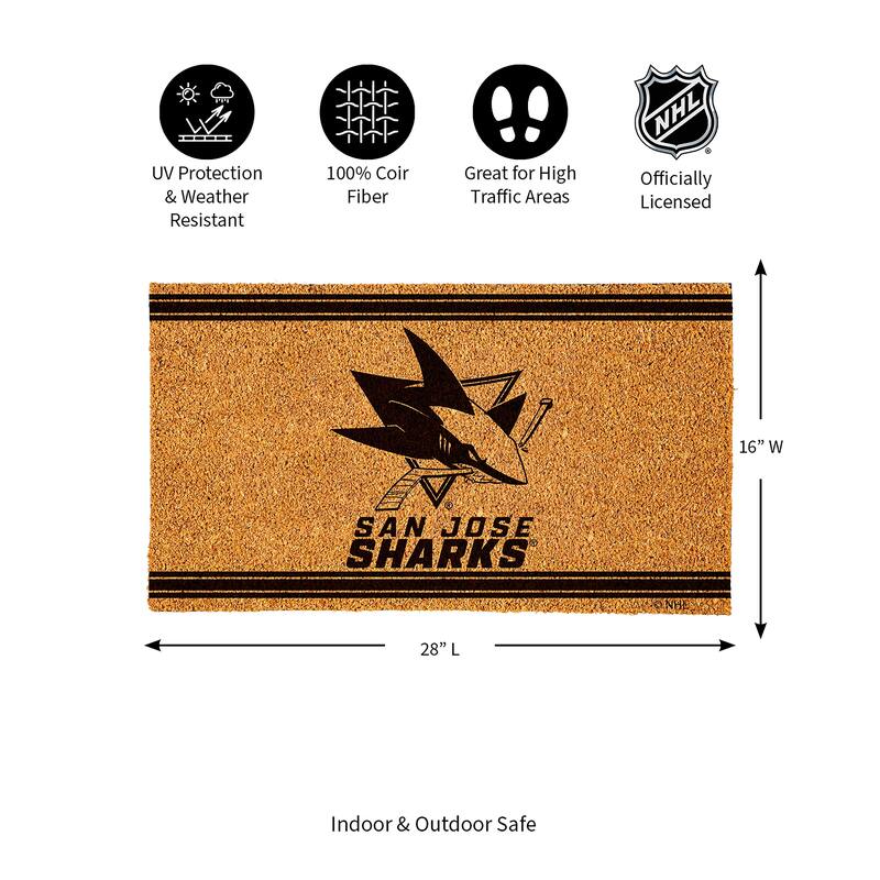 San Jose Sharks Monochrome Indoor/Outdoor Coir Door Mat