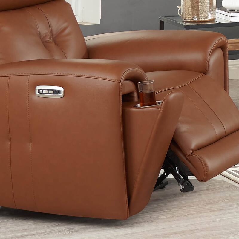 Hydeline Emma Zero Gravity Power Recline and Headrest Top Grain Leather Loveseat with Cup Holders