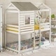 preview thumbnail 2 of 7, Twin-Over-Twin Bunk Bed with Roof and Play Area - Playhouse Design, Safety Guardrails, Ideal for Children's Bedrooms