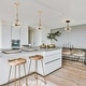 preview thumbnail 4 of 9, Mid-Century Modern 3-Light Gold Chandelier Clear Glass Pendant Lights for Dining Room