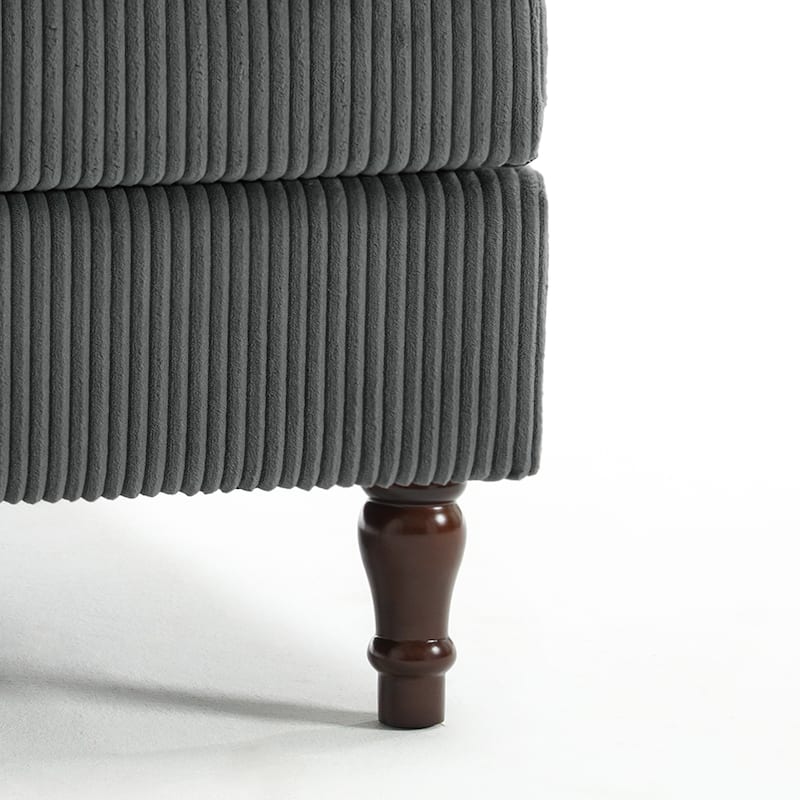 32.57" W Upholstered Corduroy Corner Accent Chair