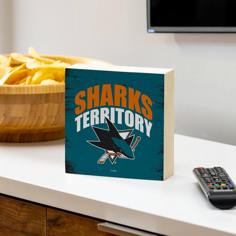 San Jose Sharks Wooden Tabletop Mantel Shelf Sign - 6" x 6"