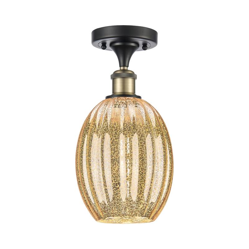 Innovations Lighting Endless Possibilities Ballston - Preston - 1 Light 6" Bulb Shade Semi-Flush Mount - Mercury/Black Antique Brass