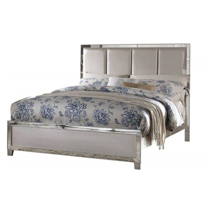 Platinum PU Bed with Wood Block Legs - King