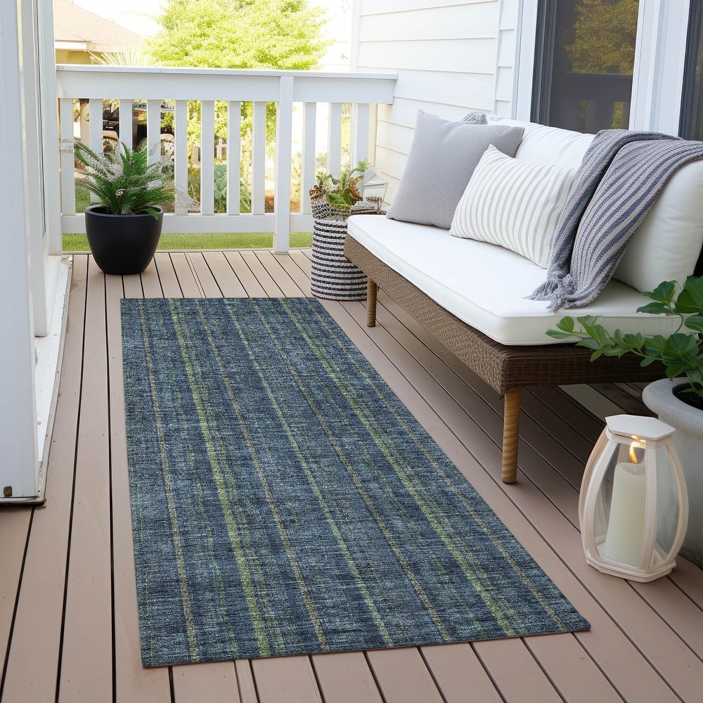 Machine Washable Indoor/ Outdoor Stripe Chantille Rug