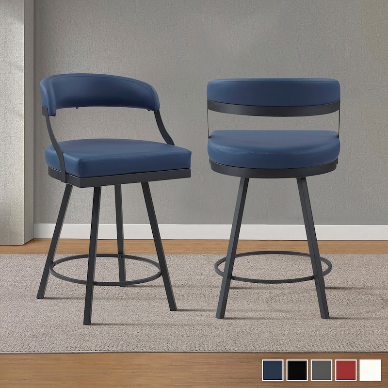 Barham Faux Leather Swivel Counter Height Chair (Set of 2)