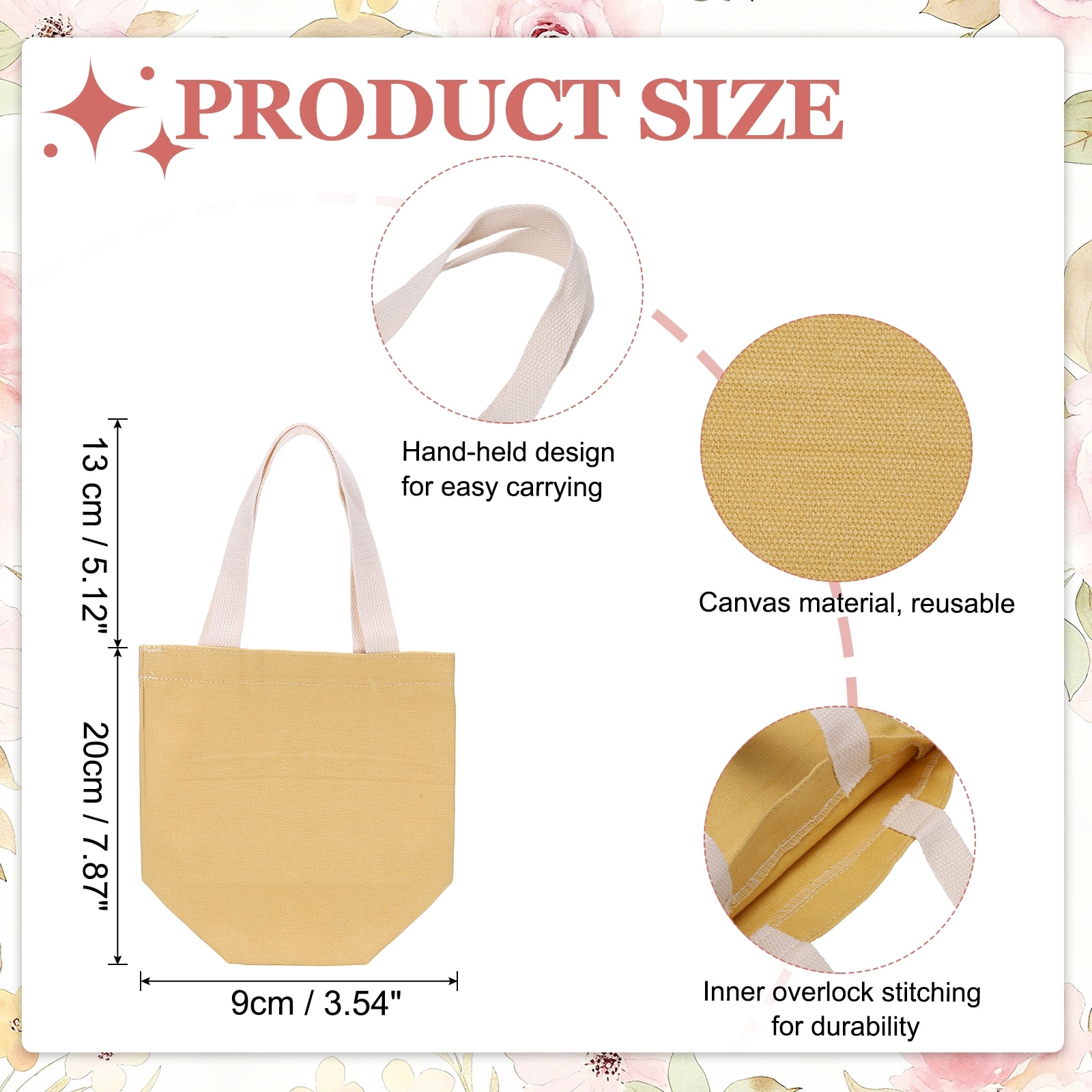 Canvas Tote Bag, Grocery Shopping Bag with Handles, Cute Handbags for Birthday Gifts DIY Craft Advertising