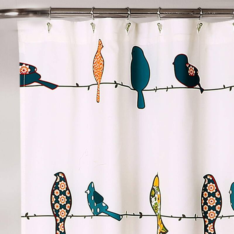 Rowley Birds Shower Curtain, 72"x72", Multi-Color Floral Bird Pattern