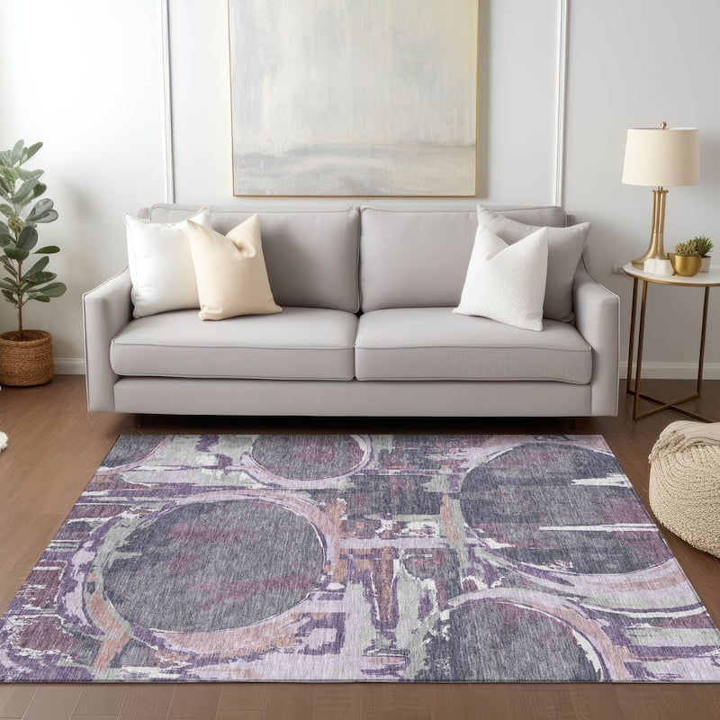 Machine Washable Indoor/ Outdoor Chantille Contemporary Abstract Rug