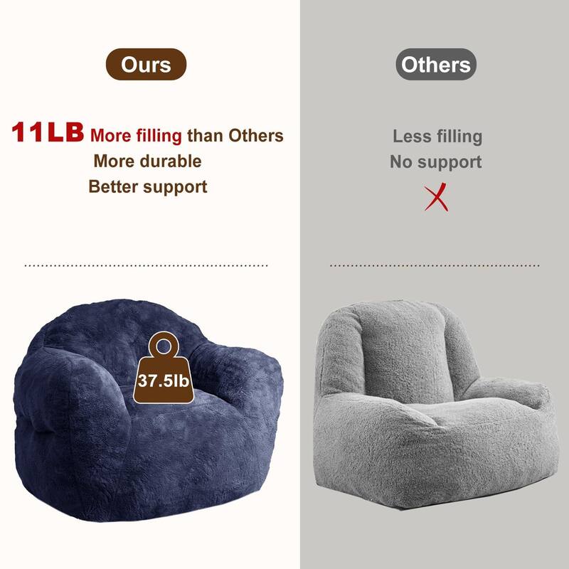 39/51" High-Density Foam Bean Bag Sofa Chair with Armrests