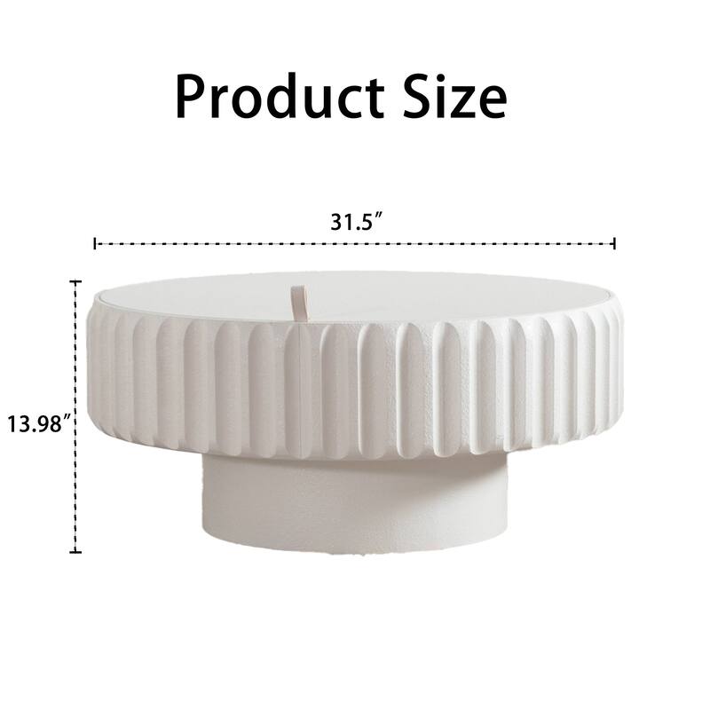 Round Fluted Storage Table with Lift-Off Lid, Sleek Texture, Perfect for Modern Living