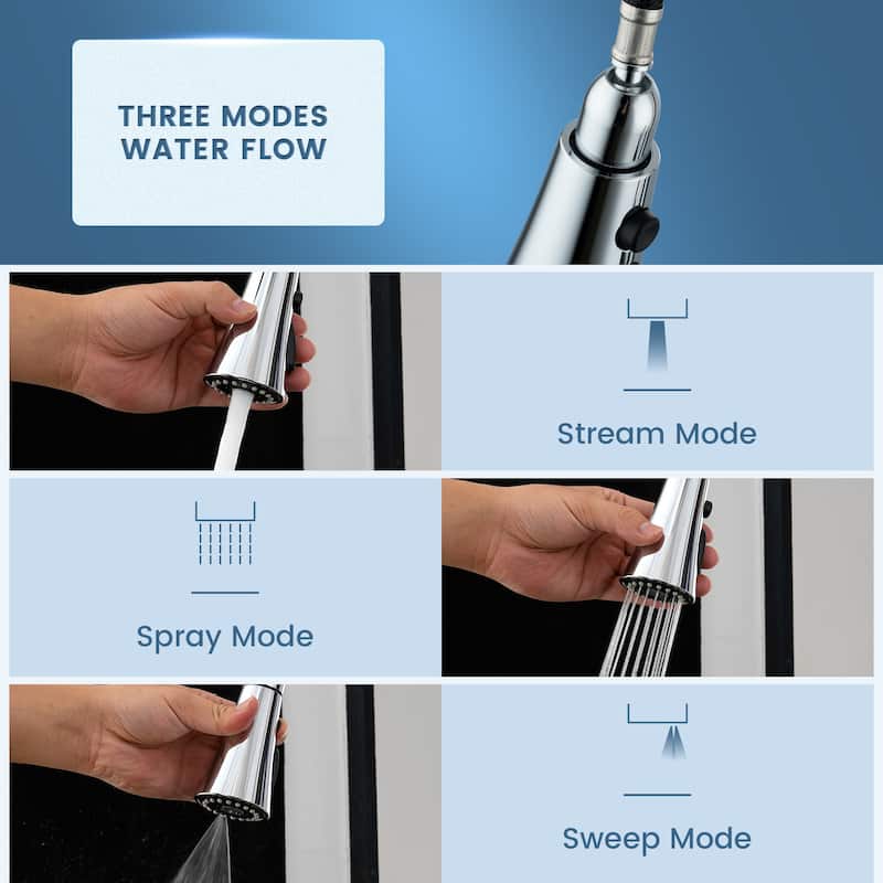 Smart Touchless Dual Sensor Pull Down Kitchen Faucet with Spout Swivel and 3 Function Sprayer