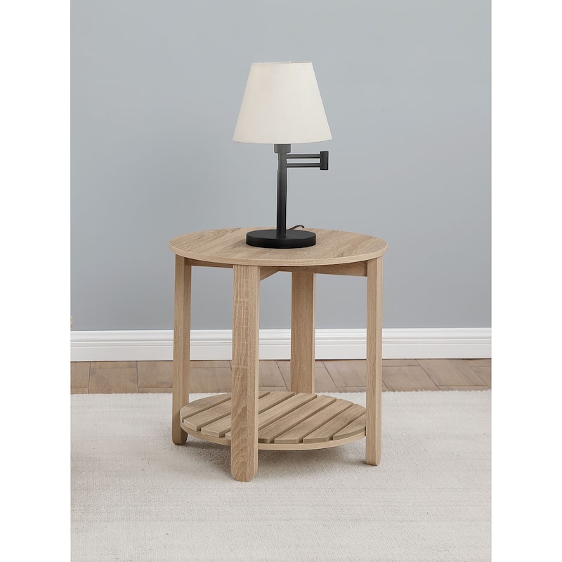 Fowler 1-Shelf Round Engineered Wood Side End Table Natural