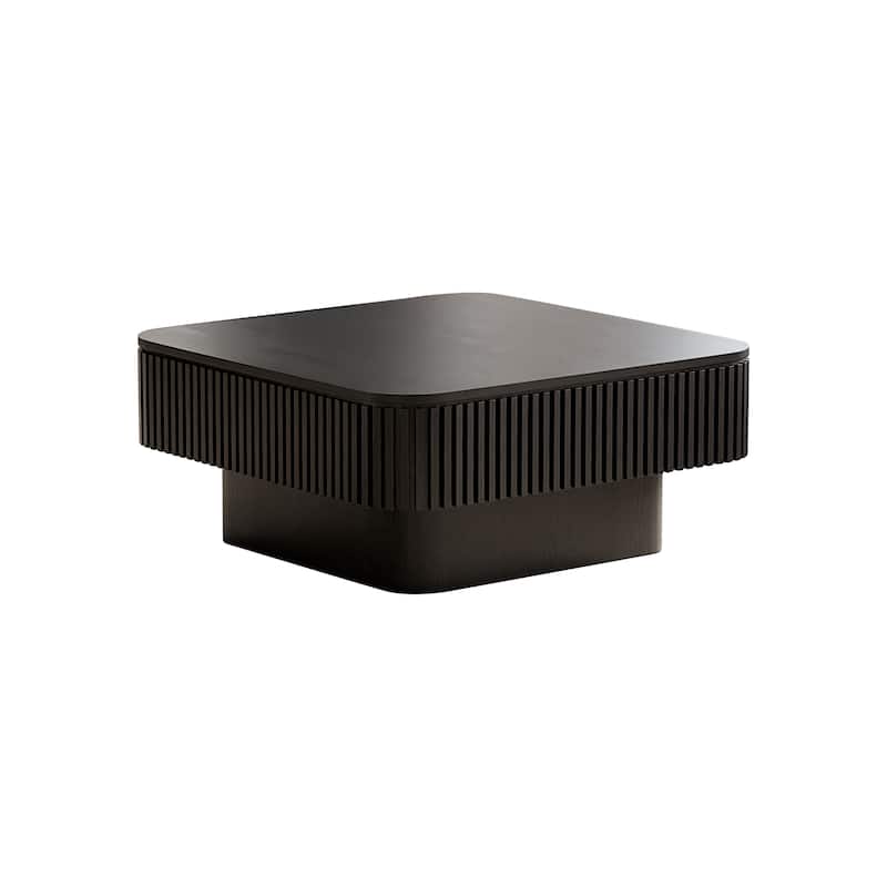 31.5" Square Coffee Table with Storage, Modern Solid Wood Veneer Accent Table