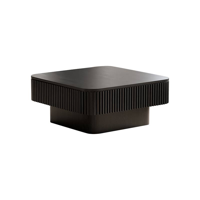 GDF Studio - Modern Wooden Veneer Square Coffee Table with Hidden Storage